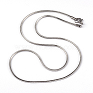 304 Stainless Steel Square Snake Chains Necklaces, with Lobster Clasps, Stainless Steel Color, 19.69 inch(50cm)(NJEW-K049-04P)