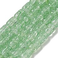 Transparent Crackle Glass Beads Strands, Column, Medium Sea Green, 11x8mm, Hole: 1.2mm, about 36pcs/strand, 15.35''(39cm)(GLAA-NH0001-04J)