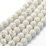 Natural Lava Rock Round Beads Strands, Round, White, 6mm, Hole: 1mm, about 64pcs/strand, 15.15 inch(38.5cm)(G-E508-04-6mm)