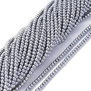 Electroplate Glass Beads Strands, Full Plated, Round, Platinum Plated, 2.5mm, Hole: 0.7mm, about 177pcs/Strand, 14.09 inch(35.8cm)(EGLA-K014-A-FP07)