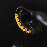 Rhinestone Cuff Earrings for Girl Women Gift, 304 Stainless Steel Earrings, Heart, Left, 45x8mm(EJEW-B042-02G-A)