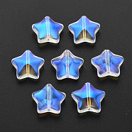 Electroplate Transparent Glass Beads, AB Color Half Plated, Star, Clear AB, 12.5x13x5mm, Hole: 1mm(GLAA-T022-25-B01)