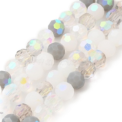 Electroplate Glass Beads Strands, Faceted, Half AB Color Plated, Round, WhiteSmoke, 6x5mm, Hole: 1.4mm, about 100pcs/strand, 20.87 inch(53cm)(X1-EGLA-P048-A03)