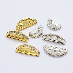 Brass Rhinestone Spacer Beads, Bridge Spacer, Mixed Color, 12.5~19x7~8x3.5~4mm, Hole: 1.5~2mm(X-KK-K159-07)