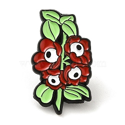 Black Alloy Brooches, Enamel Pins for Women Men, Pomegranate, Leaf, 31x12.5x1.5mm(JEWB-I029-05EB-02)