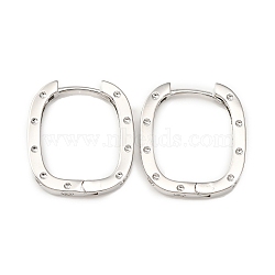 Brass Oval with Polka Dot Hoop Earrings for Woman, Platinum, 23x20x2.5mm, Pin: 1mm(EJEW-F314-02B-P)