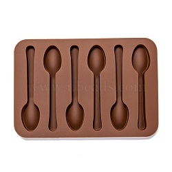 Spoon Food Grade Silicone Molds, Fondant Molds, For DIY Cake Decoration, Chocolate, Candy, UV Resin & Epoxy Resin Craft Making, Coconut Brown, 143x98x9.5mm, Inner Diameter: 48.5x18mm(DIY-I061-01)