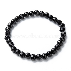 Glass Beads Stretch Bracelets, Faceted, Round, Black, Beads: 5.5~6mm, Inner Diameter: 2-1/8 inch(5.3cm)(BJEW-I296-13B)