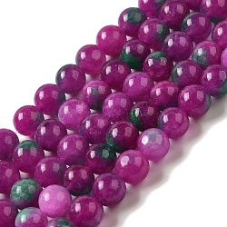 Natural Dyed White Jade Beads Strands, Round, Medium Violet Red, 8.5mm, Hole: 0.8mm, about 45~46pcs/strand, 14.69''~15.04''(37.3~38.2cm)(G-M402-C03-20)
