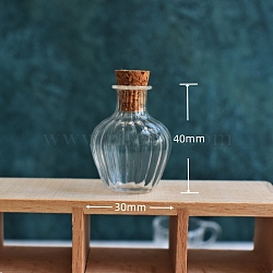 Glass Bottle, with Cork Plug, Wishing Bottle, Clear, 3x4cm(PW-WG41467-01)