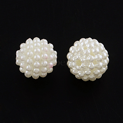 ABS Plastic Imitation Pearl Beads, Berry Beads, Round Combined Beads, Creamy White, 12mm, Hole: 1.5mm(X-MACR-R553-12mm-04)