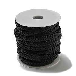 10M Flat Imitation Leather Braided Cord, for Pillow Clothing Decor, Black, 8x2.5mm, about 10.94 Yards(10m)/Roll(LC-XCP0001-05)
