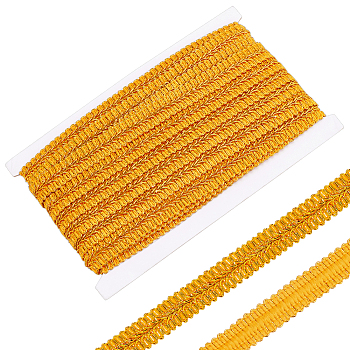 Polyester Metallic Braided Lace Trim, Sewing Centipede Lace Ribbon, for Clothes Accessories and Curtains Accessories, Gold, 5/8 inch(16mm), about 10.94 Yards(10m)/Card
