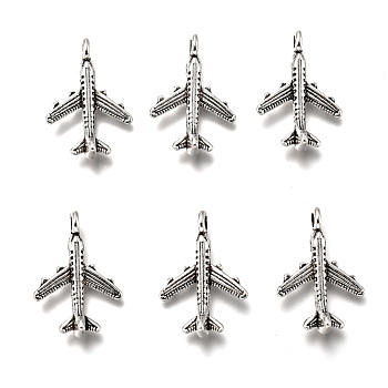 Antique Silver Tibetan Style Passenger Airplane Pendants, Airliner Charms, Lead Free, 22x15x3mm, Hole: 2.5mm
