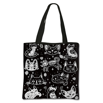 Gothic Printed Polyester Shoulder Bags, Square, Cat Shape, 71.5cm, Bag: 395x395cm