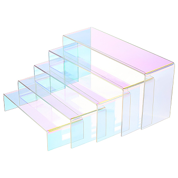 5Pcs 5 Sizes Transparent Acrylic Display Risers, Mult-purpose for Jewelry, Cosmetics, Glasses Display, AB Color, Clear, 18~26x8x4.3~12.3cm, 1pc/size