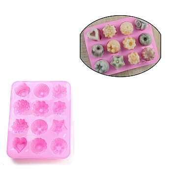 Flower DIY Silicone Fondant Molds, Resin Casting Molds, for Chocolate, Candy, UV Resin, Epoxy Resin Craft Making, PeachPuff, 155~160x208~215x3~23.5mm, Inner Diameter: 37~45x36.5~45mm