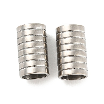 201 Stainless Steel Tube Beads, Grooved Column, Stainless Steel Color, 10x5.8mm, Hole: 4.5mm.