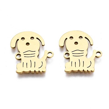 201 Stainless Steel Link Connectors, Laser Cut, Dog, Golden, 15.5x14x1mm, Hole: 1.4mm