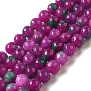 Natural Dyed Jade Beads Strands, Round, Medium Violet Red, 8.5mm, Hole: 0.8mm, about 45~46pcs/strand, 14.69''~15.04''(37.3~38.2cm)