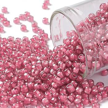 TOHO Round Seed Beads, Japanese Seed Beads, (959) Inside Color Light Amethyst/Pink Lined, 8/0, 3mm, Hole: 1mm, about 10000pcs/pound