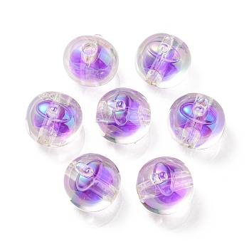 UV Plating Rainbow Iridescent Acrylic Beads, Two Tone Bead in Bead, Fruit, Medium Orchid, 16x15.5x16.5mm, Hole: 3.5mm
