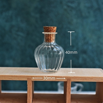 Glass Bottle, with Cork Plug, Wishing Bottle, Clear, 3x4cm
