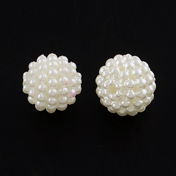 ABS Plastic Imitation Pearl Beads, Berry Beads, Round Combined Beads, Creamy White, 12mm, Hole: 1.5mm