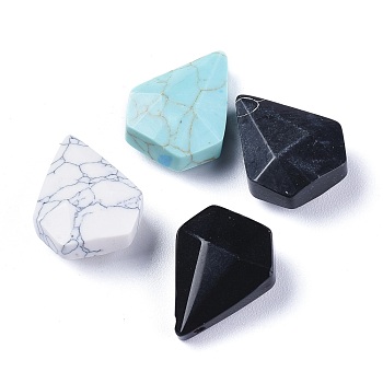 Natural & Synthetic Mixed Gemstone Pendants, Faceted, Diamond, 21x17x8.5mm, Hole: 1.2mm