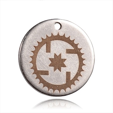 Stainless Steel Color Peru Flat Round Stainless Steel Pendants