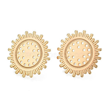 Real 18K Gold Plated Sun Brass Stud Earring Findings