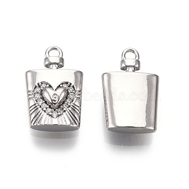 Real Platinum Plated Clear Bottle Brass+Cubic Zirconia Pendants