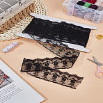 3 Yards Polyester Lace Trims, Flower Lace Ribbon for Sewing and Art Craft Projects, Black, 1-3/4 inch(44mm)(SRIB-LP0001-13B)