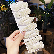 Plastic Imitation Pearl Alligator Hair Clip Sets, with Iron Clip, Hair Accessories for Girls Women, Mixed Shapes, Floral White, 70mm, 7pcs/set(OHAR-PW0007-05G)