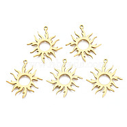 201 Stainless Steel Pendants, Sun, Real 18K Gold Plated, 28x24x1.5mm, Hole: 1.5mm(STAS-N098-051LG)