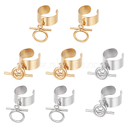 8Pcs 4 Styles 304 Stainless Steel Open Cuff Finger Rings, with 304 Stainless Steel Ring Toggle Clasps, Golden & Stainless Steel Color, 10mm, Inner Diameter: 17~18mm, 2pcs/style(RJEW-UN00006)