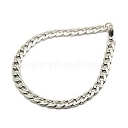 304 Stainless Steel Curb Chain/Twisted Chain Bracelets, with Lobster Claw Clasps, Stainless Steel Color, 8-1/8 inch(205mm), 65mm(STAS-A028-B123P)