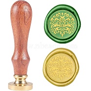 Wax Seal Stamp Set, Sealing Wax Stamp Solid Brass Head,  Wood Handle Retro Brass Stamp Kit Removable, for Envelopes Invitations, Gift Card, Floral Pattern, 83x22mm(AJEW-WH0208-347)
