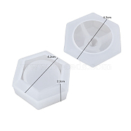 Hexagon Candle Jar Molds, Food Grade Silicone Concrete Molds for Candle Holder with Lids, Candles Resin Mould, Epoxy Resin Casting Molds, White, 4.3x4.3x2.1cm & 4.3x4.3x2cm(PW-WG14011-01)