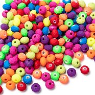 Fluorescent Acrylic Beads, Rubberized, Rondelle, Mixed Color, 8x6mm, Hole: 2mm, about 2400pcs/500g(MACR-S181-8mm-M)