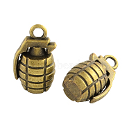 Tibetan Style Alloy Grenade Pendants, Cadmium Free & Nickel Free & Lead Free, Antique Bronze, 22.5x13x11mm, Hole: 3mm, about 132pcs/1000g(TIBEP-Q036-034AB-NR)