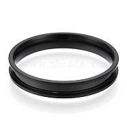 201 Stainless Steel Grooved Finger Ring Settings, Ring Core Blank, for Inlay Ring Jewelry Making, Electrophoresis Black, US Size 12 3/4(22mm)(RJEW-TAC0017-4mm-06B)