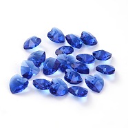 Romantic Valentines Ideas Glass Charms, Faceted Heart Charm, Royal Blue, 14x14x8mm, Hole: 1mm(X-G030V14mm-05)