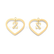 201 Stainless Steel Pendants, Hollow, Heart with Letter A~Z, Real 18K Gold Plated, Letter.Z, 29x29.5x1mm, Hole: 2mm, A~Z: 12x8~10.5x1mm(STAS-N090-LA894-Z-G)