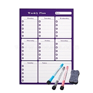 Magnetic Dry Erase Weekly Calendar for Fridge, with Fine Tip Markers and Large Eraser with Magnets, Monthly Whiteboard, Purple, 42x29.8x0.05cm(AJEW-E043-07A)