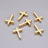 Brass Tiny Cross Charms, Golden, 13x8.5x2.5mm, Hole: 1.4mm(KK-L189-05G)