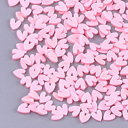 Handmade Polymer Clay Nail Art Decoration, Fashion Nail Care, No Hole, Heart, Pearl Pink, 4~6x4~5x1~2mm(CLAY-S091-22C)