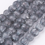 Synthetic Crackle Quartz Bead Strands, Round, Dyed, Frosted, Gray, 8mm, Hole: 1mm, about 50pcs/strand, 15.75 inch(X-CCG-K002-8mm-08)