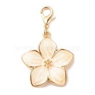 Alloy Enamel Flower Pendant Decorations, Lobster Clasp Charms, for Keychain, Purse, Backpack Ornament, Misty Rose, 42mm(HJEW-JM00657-01)