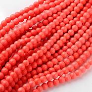 Synthetic Coral Beads Strands, Dyed, Round, Pink, about 6mm in diameter, hole: about 0.8mm, 15~16 inch(X-GSR6mmC052)